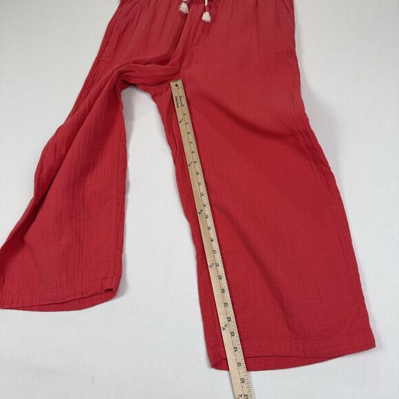 Old Navy Pants Womens Large Pink Gauzy Cotton Wide Leg Beachy Resort Summer Crop - Picture 14 of 15